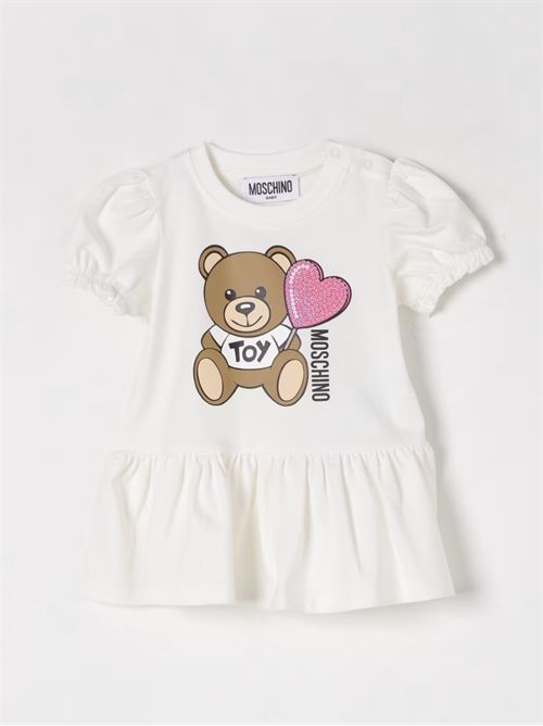Abito in cotone con stampa Teddy Toy Moschino MOSCHINO KIDS | MDV0C7LBA00/10063
